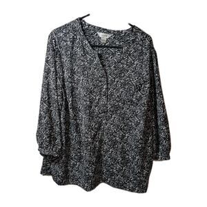 CJ Banks Tunic Blouse Women's Size 1x Split V-neck Shirt Top Animal * Geometric